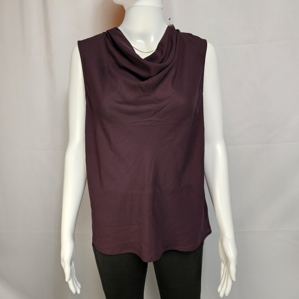 NWT Express Draped Neck Sleeveless Blouse - Deep Plum | Size M - Picture 1 of 8